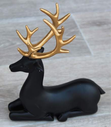 Lucky Sitting and Standing Deer Artefact for Stylish Shelf and Desktop Decor (2 piece set)