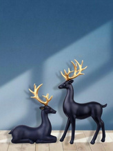 Load image into Gallery viewer, Lucky Sitting and Standing Deer Artefact for Stylish Shelf and Desktop Decor (2 piece set)