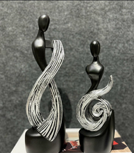 Load image into Gallery viewer, Black Artefact With White and Gold Design for Contemporary Decor (Set)