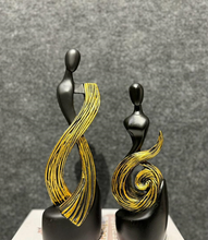 Load image into Gallery viewer, Black Artefact With White and Gold Design for Contemporary Decor (Set)