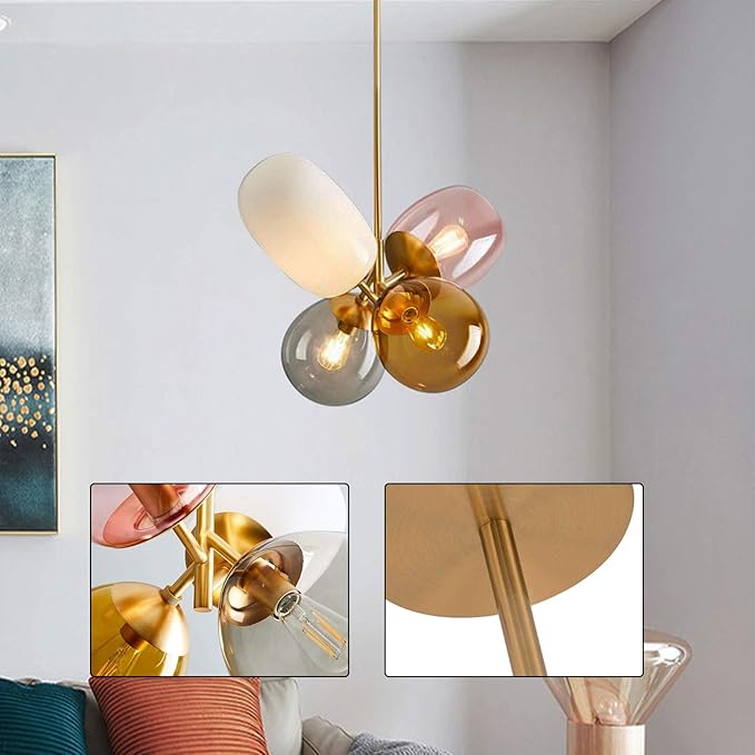 Modern Colored Glass Ball Chandelier – LED Pendant Light