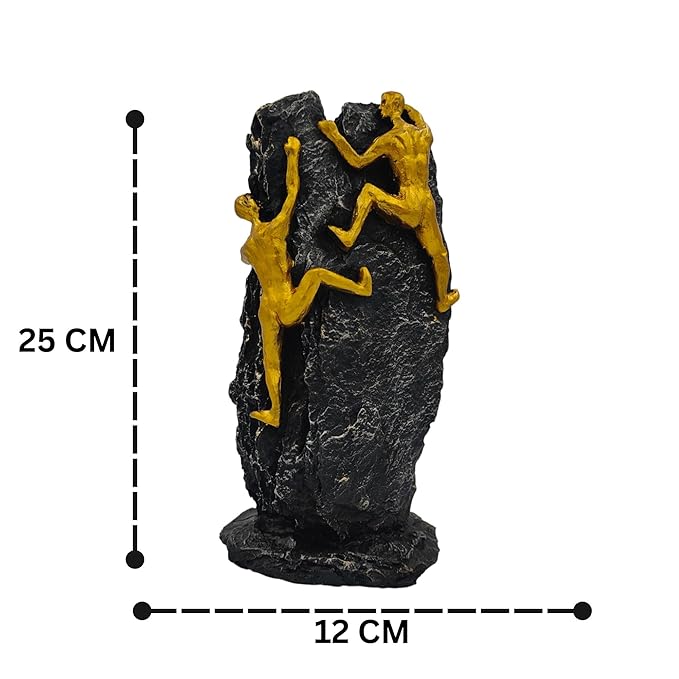 Black Polyresin Mountain Climbing Man Statue