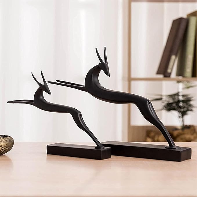 Abstract Unique Statue Sculpture Creative Small Deer Figurines for Home Decor and Desktop Accent