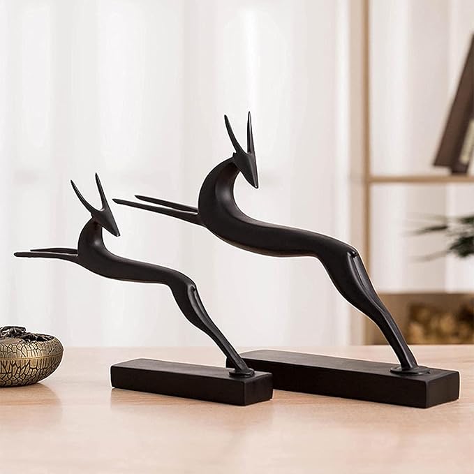 Abstract Unique Statue Sculpture Creative Small Deer Figurines for Home Decor and Desktop Accent