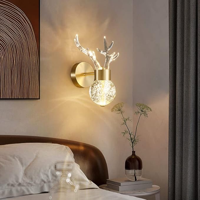 Blissbells Gold Metal Wall Light for Drawing Room