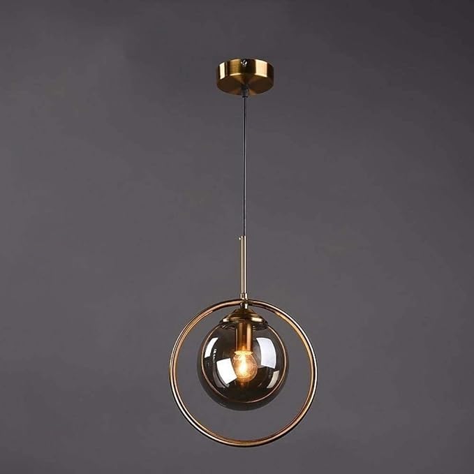 Vintage Brass Pendant Light - 3-in-1 Glass Ball Chandelier