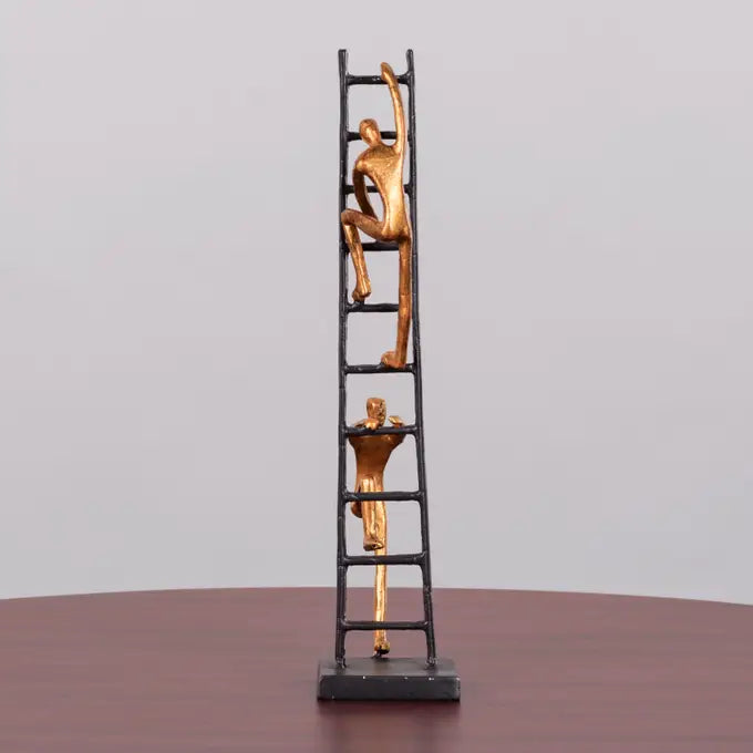 Abstract Sculpture: Stairs Thinker Figurine for Creative Shelf, Office, and Home Decor