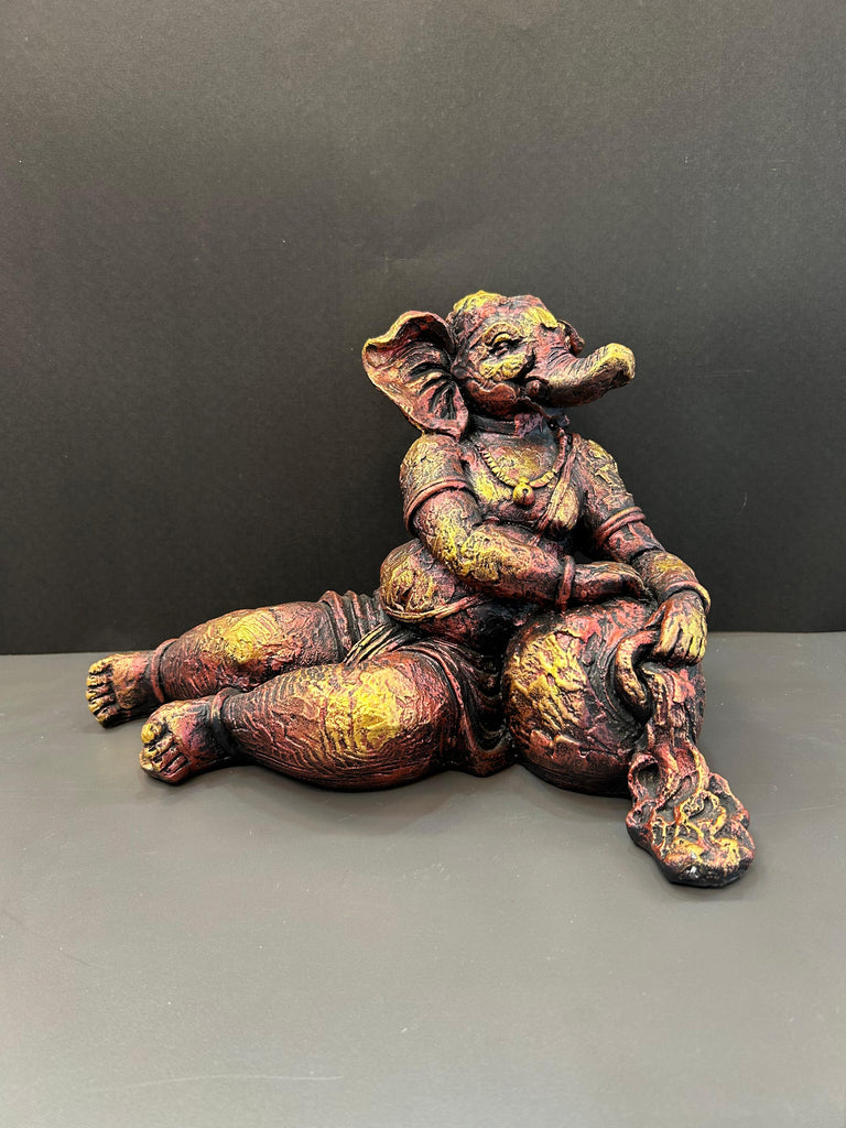 Stylish Ganesh Ji Idol in Grey and Yellow with Maroon Accents