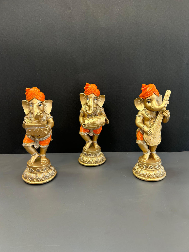 Set of 3 Gold Lord Ganesha Idols Divine Collection for Spiritual Blessings (Set)