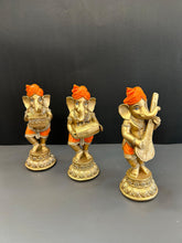 Load image into Gallery viewer, Set of 3 Gold Lord Ganesha Idols Divine Collection for Spiritual Blessings (Set)