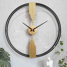 Load image into Gallery viewer, Premium Double Ring Wall Clock - Black and Gold Decor