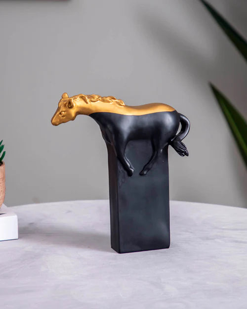 Galloping Grace Gold and Black Horse Figurine