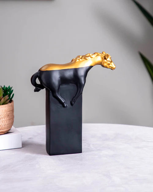 Galloping Grace Gold and Black Horse Figurine