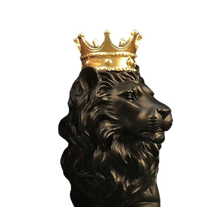 Fluffy Crown Lion Statue Wild Animal Resin Ornament for Home Decor