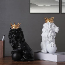 Load image into Gallery viewer, Fluffy Crown Lion Statue Wild Animal Resin Ornament for Home Decor