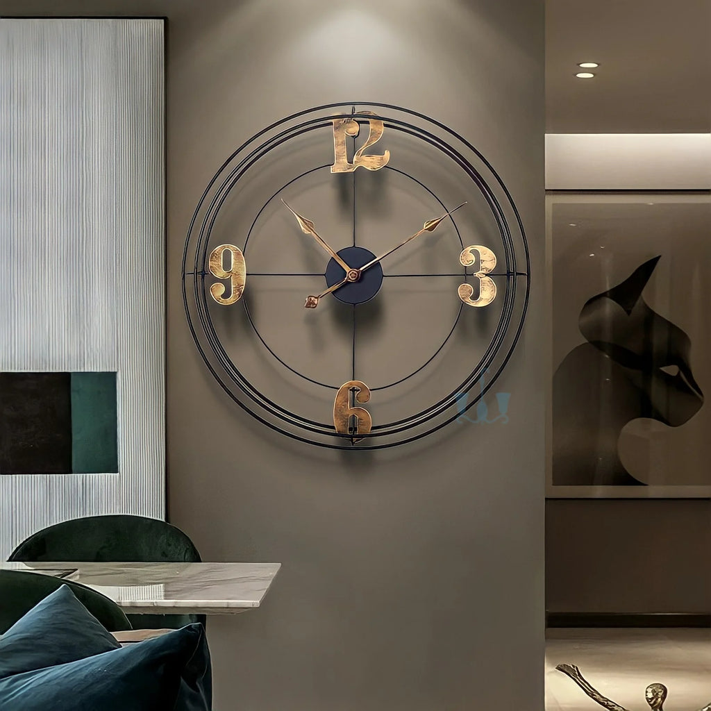 Dapper Modern Retro Black and Gold Wall Clock