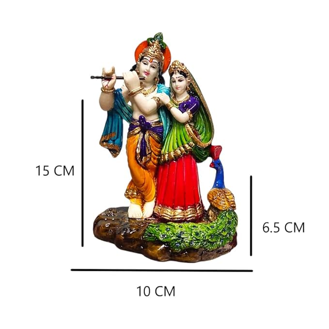 Radha Krishna with Peacock Polyresin Statue - Home Decor Idol