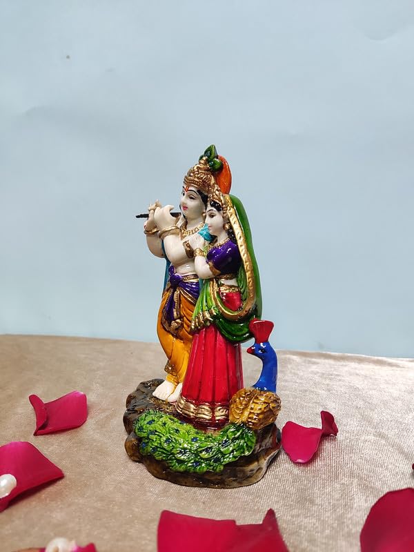 Radha Krishna with Peacock Polyresin Statue - Home Decor Idol