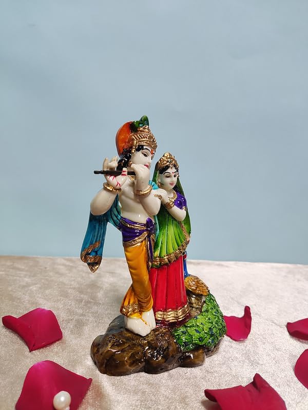 Radha Krishna with Peacock Polyresin Statue - Home Decor Idol