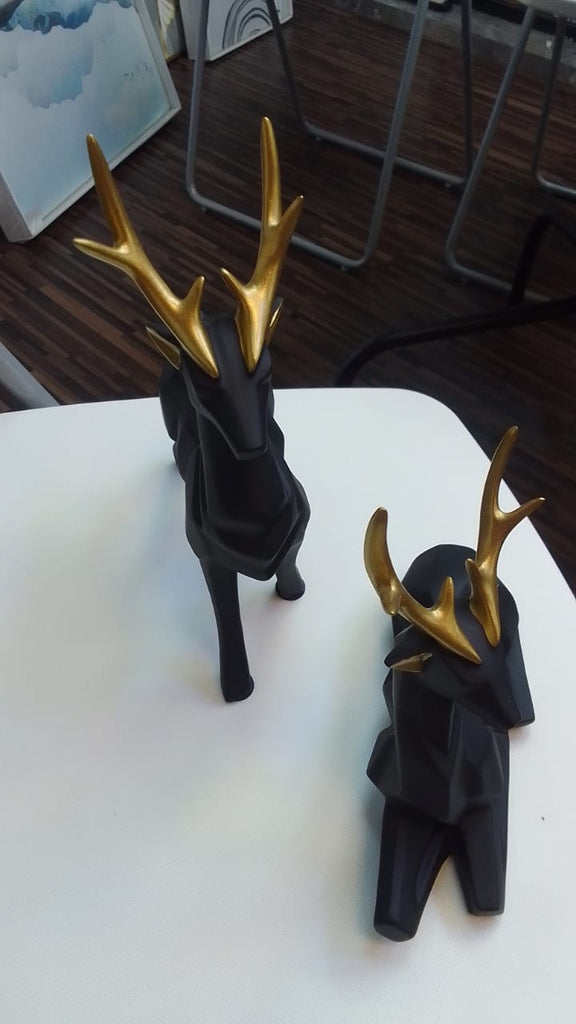 Majestic Black Deer Artefact For Home and Office Decor (set)