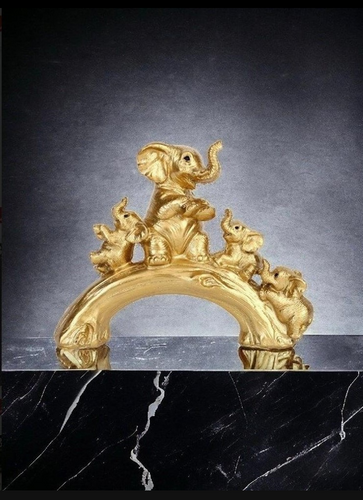 Golden Colour Elephant Artefact for Home and Office Decor