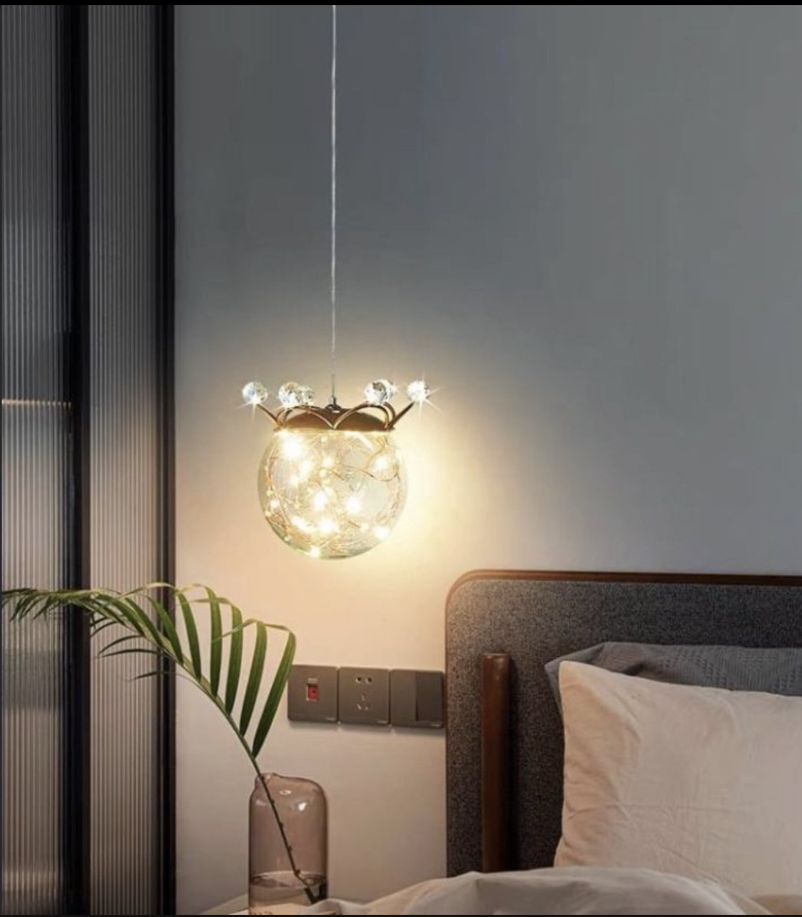 Star Crystal Chandelier - Simple Luxury LED Crystal Light for Bedroom Bedside