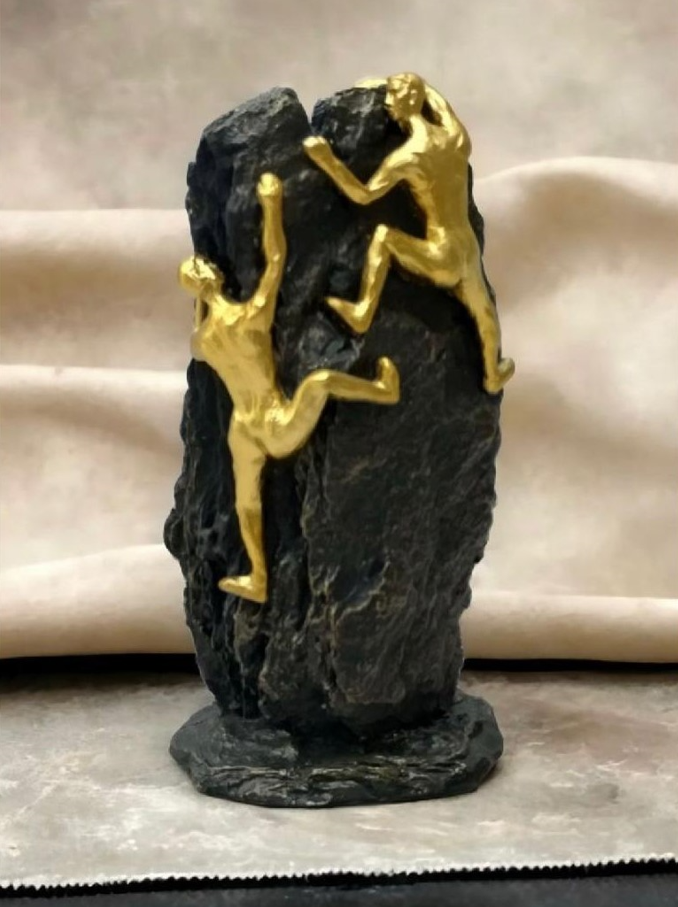 Black Polyresin Mountain Climbing Man Statue