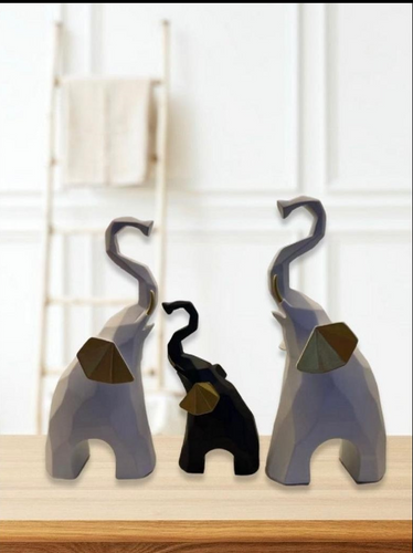 Trio of Elephants Family Decorative Artifact set for Home and Office Decor (Set)