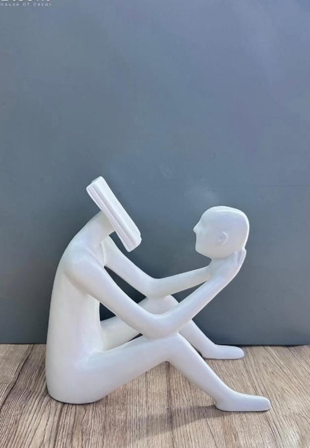 Abstract Man Reading Book Sculpture: Ideal for Living Room, Home, and Office.