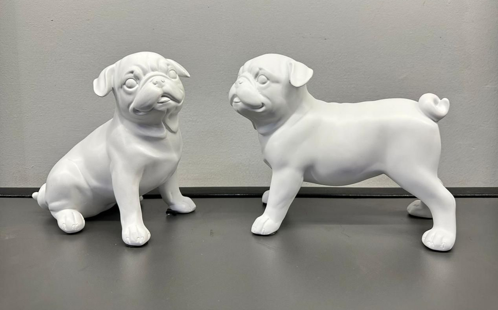 Black and White Pug Dog Figurines (Set)