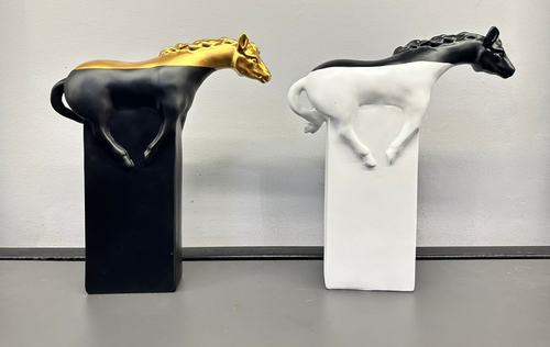 Galloping Grace Gold and Black Horse Artefact (P.P)