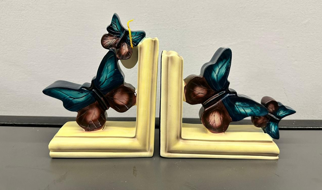 Butterfly Bookend Adjustable Resin Office Desk and Bookshelf Decor (Set)