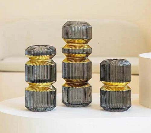 Glass Flower Vase Artefact Elegant Decorating Piece for Your Home (set)