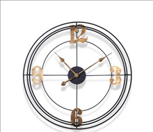 Load image into Gallery viewer, Dapper Modern Retro Black and Gold Wall Clock