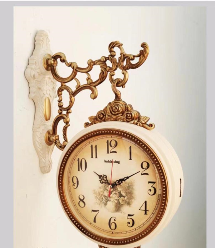 White Round Wall Hanging Double-Sided Railway Clock