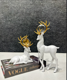 Elegant White Deer Artefact for Interior Decor (Set)