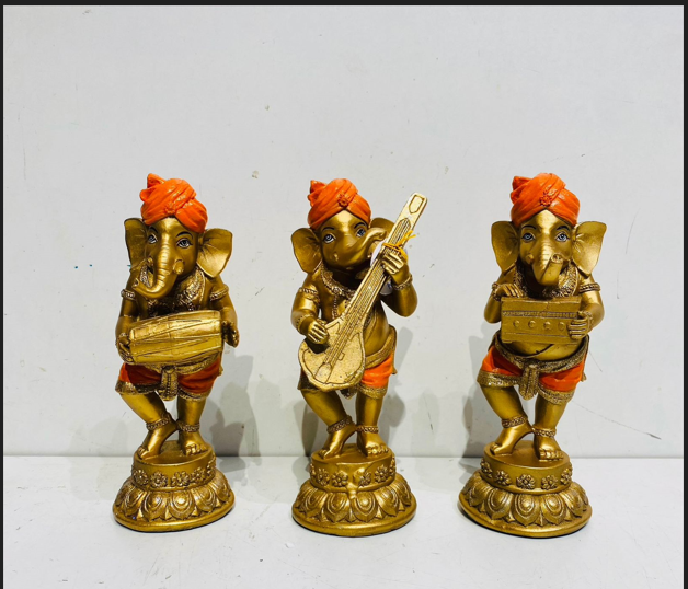 Set of 3 Gold Lord Ganesha Idols Divine Collection for Spiritual Blessings (Set)