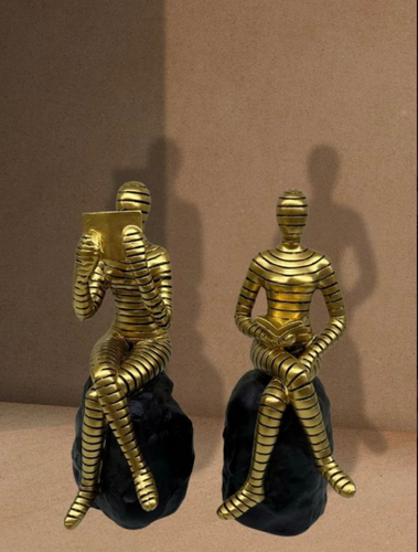 Humanoid Artefact Seated on Rock Reading a Book Decorative For Home and Office  (Set)