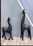 Majestic Black Horse Artefact Elegant Pair for Home Decor (set)