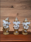 Set of 3 Lord Ganesha Idols in Stunning White Finish (set)