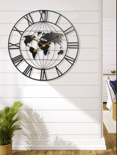 Load image into Gallery viewer, Wall Clock 
Black World Map Design Wall Clock
Wall Decor 
Home Decor 