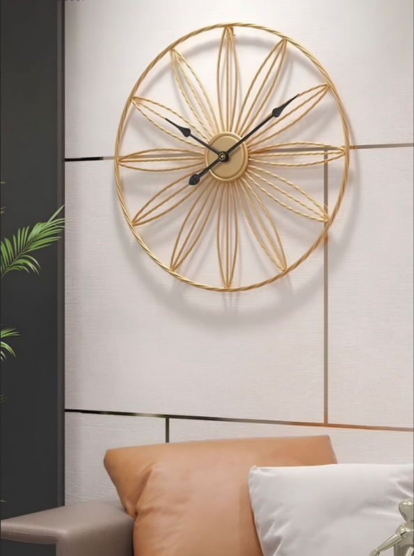 Classic Golden Wall Clock Luxury Decor Piece For Home and Office