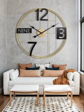 Load image into Gallery viewer, Gold-Plated Wall Clock with Numeric and Word Interior Frame