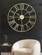 Load image into Gallery viewer, Golden Roman Numeral Wall Clock A Touch of Luxury and Classic Charm