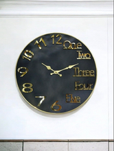 Load image into Gallery viewer, Golden Wall Clock with Black Interior Numeric and Word Out Time Display