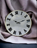 Gold-Plated Border Wall Clock with White Interior and Black Roman Numerals Timeless Elegance