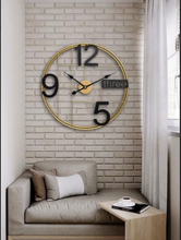 Load image into Gallery viewer, Gold-Plated Wall Clock with Numeric and Word Time Display A Fusion of Style and Functionality