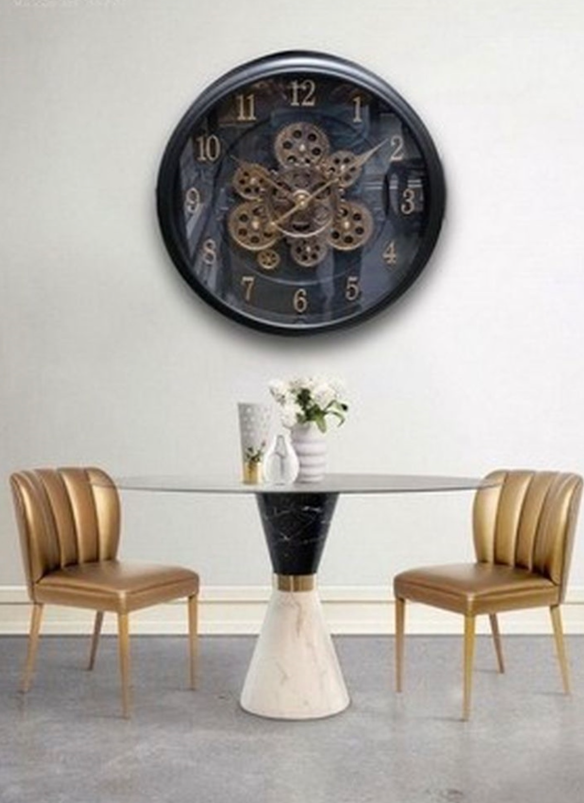 Black Antique Wall Clock with Gold Interior Design Classic Elegance