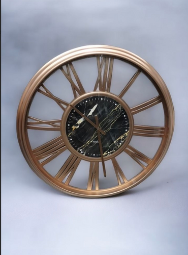 Stunning Golden Colour Unique Wall Clock with Distinctive Central Design A Captivating Statement Piece