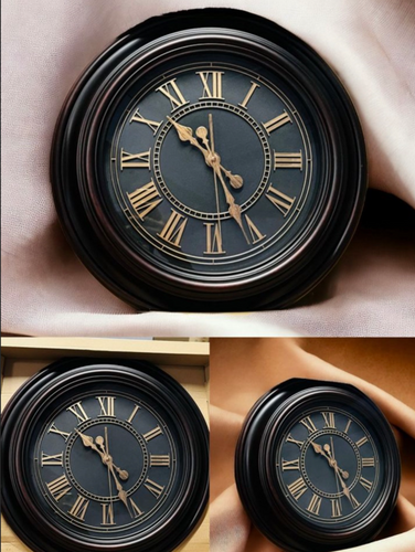 Small Antique Wall Clock with Gold Interior and Roman Numerals Elegant Timepiece